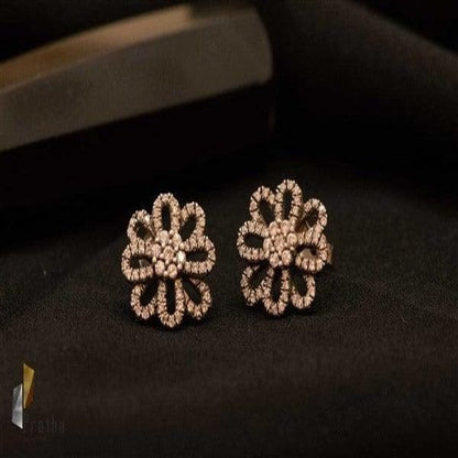 Diamond Flower Studs-0