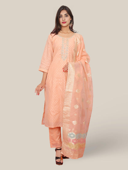Woman's Straight Suit Set with Dupatta-0
